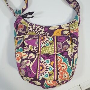 Vera Bradley Plum Crazy Quilted Cotton Crossbody Bag Purple Floral Adjustable